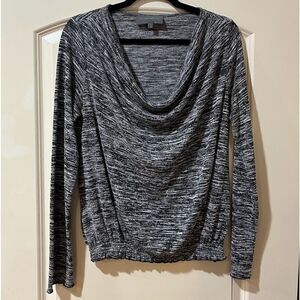 ANTHROPOLOGIE SUNDAY IN BROOKLYN Long Sleeve Variegated Top Black Size Small